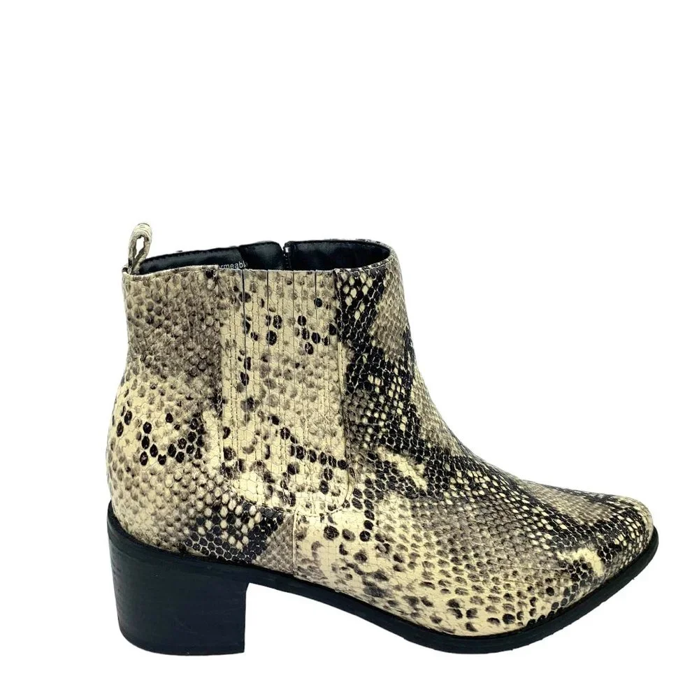 BLONDO Elvina Snakeskin Embossed Leather Waterproof Zip‎ Booties